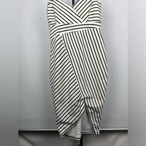 Bardot Black White Stripe Stretch Spaghetti Strap Sheath Dress - Picture 3 of 8